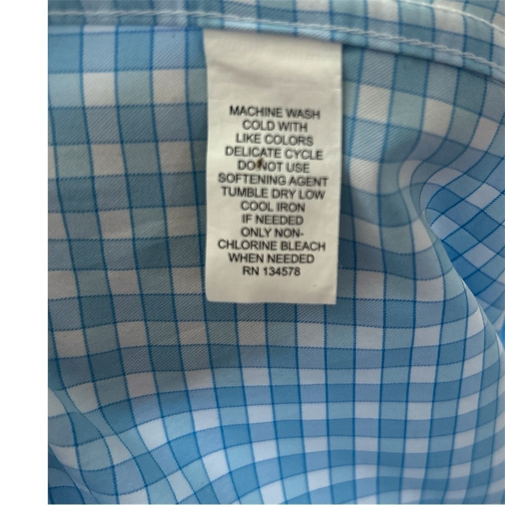 Vineyard Vines Performance Lemon Shark Gingham Featherweight Shirt Blue Size M - Picture 5 of 6